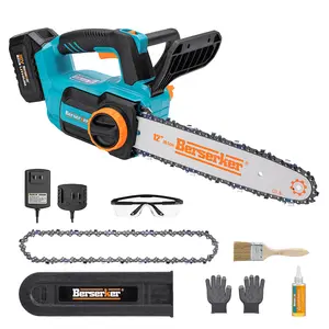 Berserker 20V 12 Inch Brushless Cordless Chainsaw with Tool-Free Tension & Auto Oiler includ Rechargeable 4.0Ah Battery Operated and Charger for Trees Pruning Wood Cutting(BSK-150)