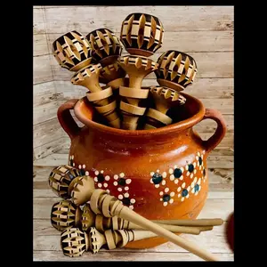 Authentic Artisanal Molinillo Hot Chocolate Frother Large Handmade Wooden Whisk for Mexican Hot Chocolate Molinillo Wooden Wisk Traditional Mexican Cookware Hand Carved Central Mexico