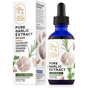 Pure Garlic Extract with Allicin Classic Formula Boost Immune Support Vegan Friendly Natural Supplement, Raw Organic Garlic in Liquid Form, Natural Superfood with Nutrients and Minerals (2 fl oz)