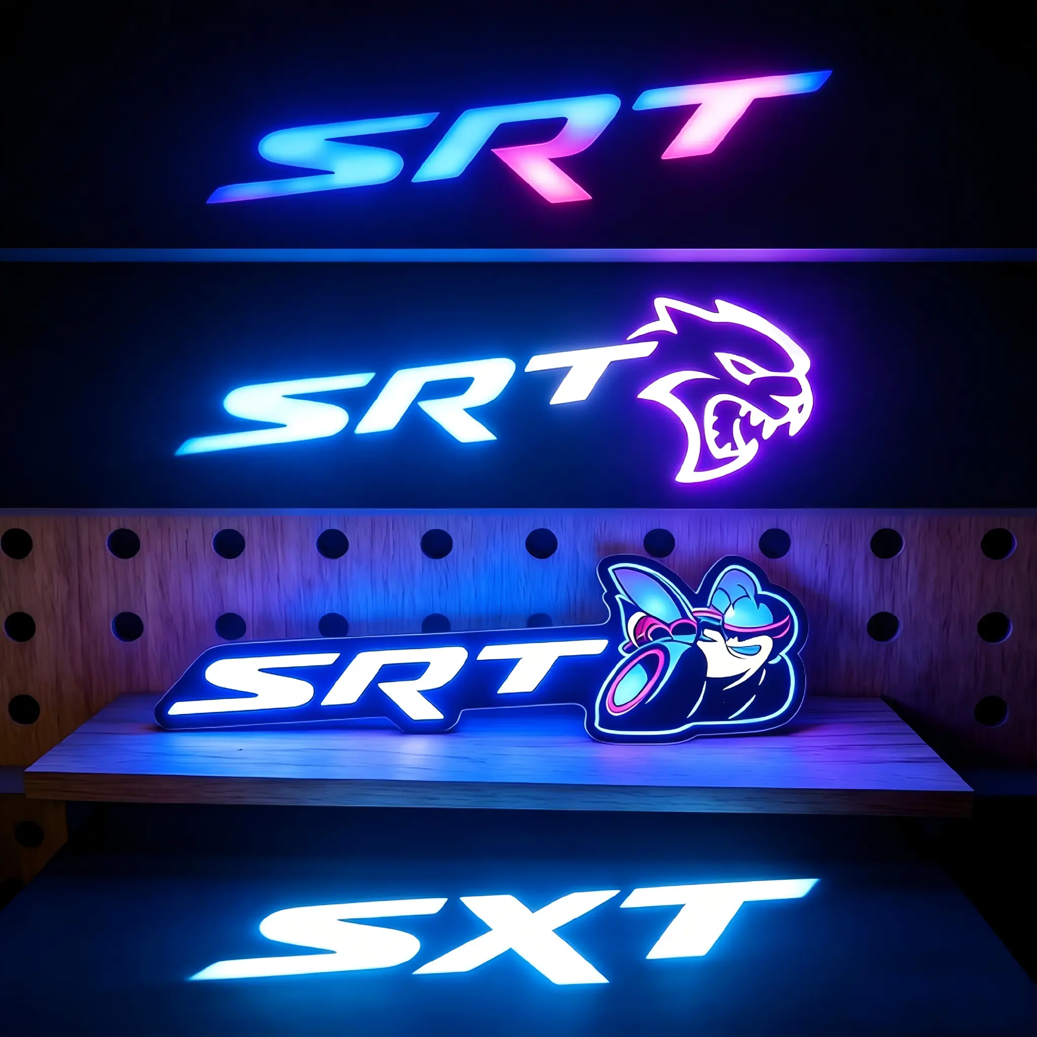 RGB LED Grille Badge Compatible with SRT Hellcat Scat Pack, Fits Dodge Charger Challenger Durango Jeep Grand Cherokee Ram