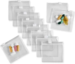 Pill Pouch Bags Zippered Pouch Set Portable Pill Bags Medicine Organizer Ring Storage Holder Bag for Pills and Small Items(10 pcs)