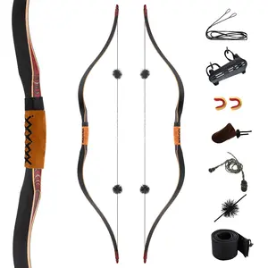 Deerseeker Archery 59" Longbow Traditional Bow Set Ambidextrous Horsebow Handmade Recurve Bow for Adults & Youth Hunting Target Shooting 20-60lbs