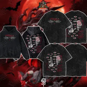 [Shibuya] "Alucard The Wings" Hellsing Retro Vintage Unisex Oversize Anime Manga Acid Washed Heavyweight Cotton Hoodie, Anime Merch, Gift For Anime Fan, Weeaboo.