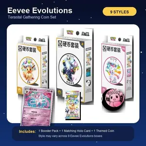 Eeveelutions Coin Set with Booster Pack, Holo Card & Themed Coin Pokémon TCG S-Chinese Terastal Gathering