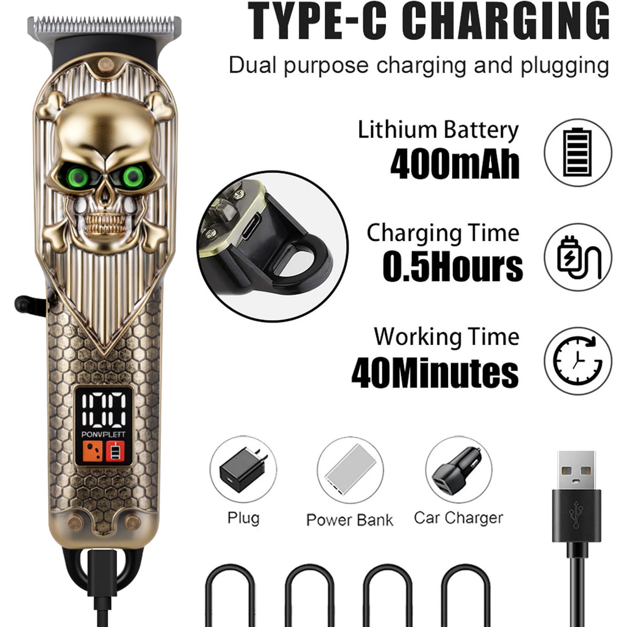 Professional Cordless Hair Clipper for Men - T-Blade Zero-Gap Trimmer with Detail & Fading Combs, Rechargeable All-in-One Beard, Mustache & Body Trimmer, Home Barber Precision Grooming, USB Fast Charging