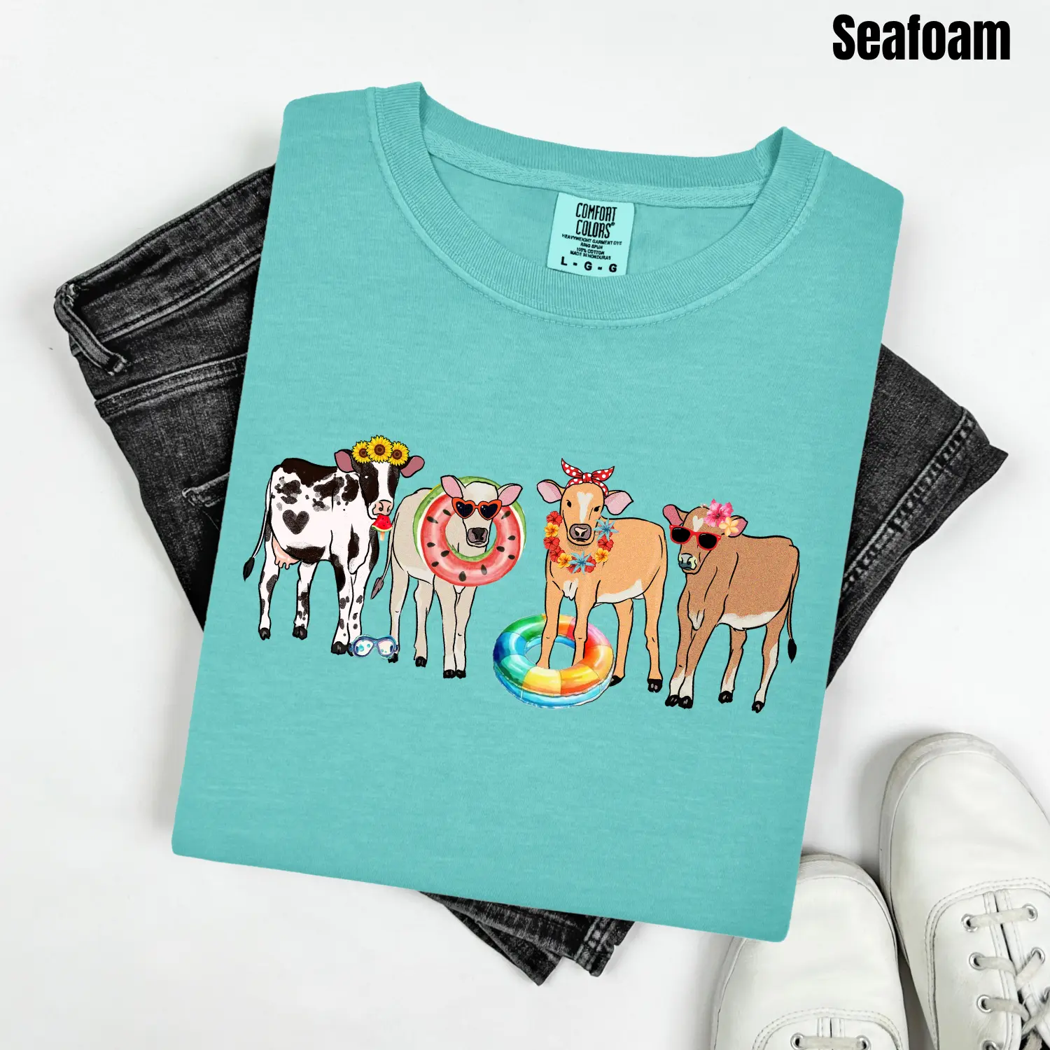 Cute Cow Pool Party Comfort Colors T-Shirt 'NLB'