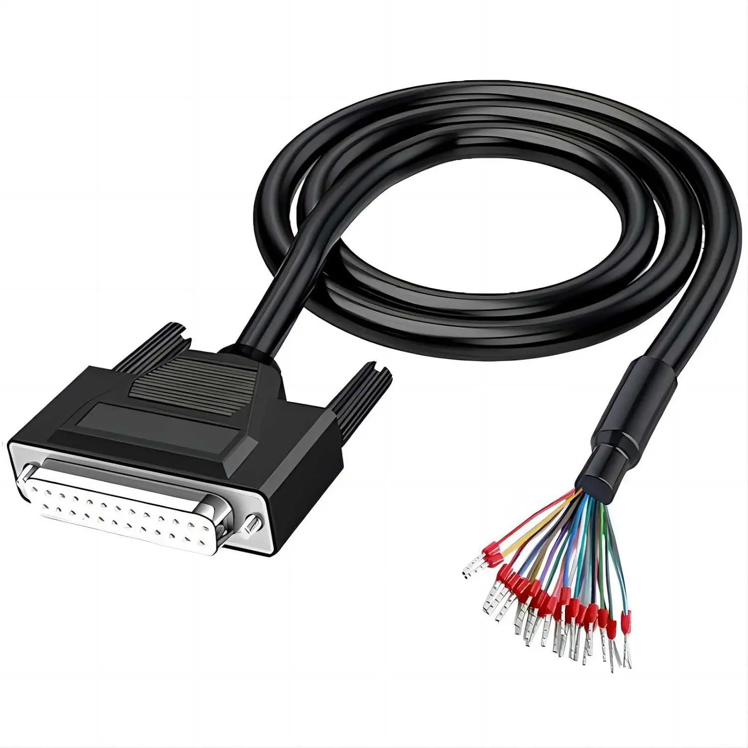 10Ft 26AWG DB25 Female RS232 Serial to 25 Pin Bare Wire Extension Cable | RS232 D-SUB DB25 Breakout Board Connector, Gold Plated Pin, Double Layer Shielding Layer, Resistant to Bending and Stretching
