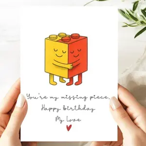 Romantic Lego Card | Cute Love Greetings Card | Fun Anniversary Gift Card (for him or her) | Valentine's Day Card | Sweet Couple Gift