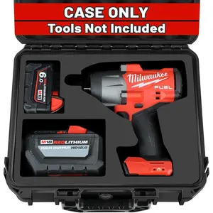 Case for M18 Impact and Torque Wrench - Waterproof Hard Tool Box for Milwaukee Set, Power Tool Combo Kit Bag for 18V 20V 2/1 3/4 3/8 Cordless Torque Wrenches/Battery (Case Only)