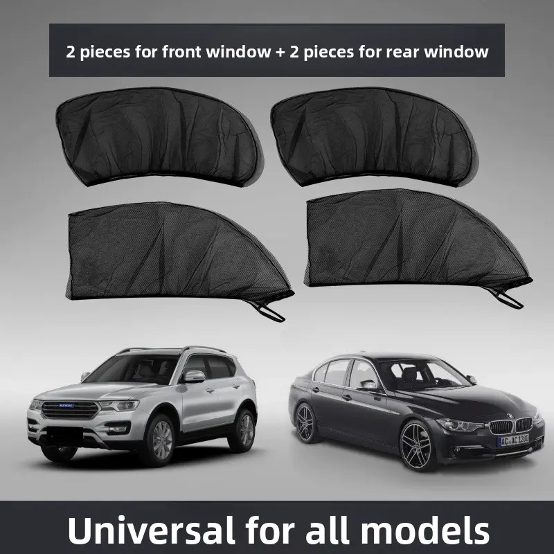Car Window Sunshade Mesh Screen Set - UV Protection, Heat Reduction, Breathable Anti-Insect Exterior Cover for Drivers, SUVs, Road Trips, Baby Rest Time, Privacy Needs