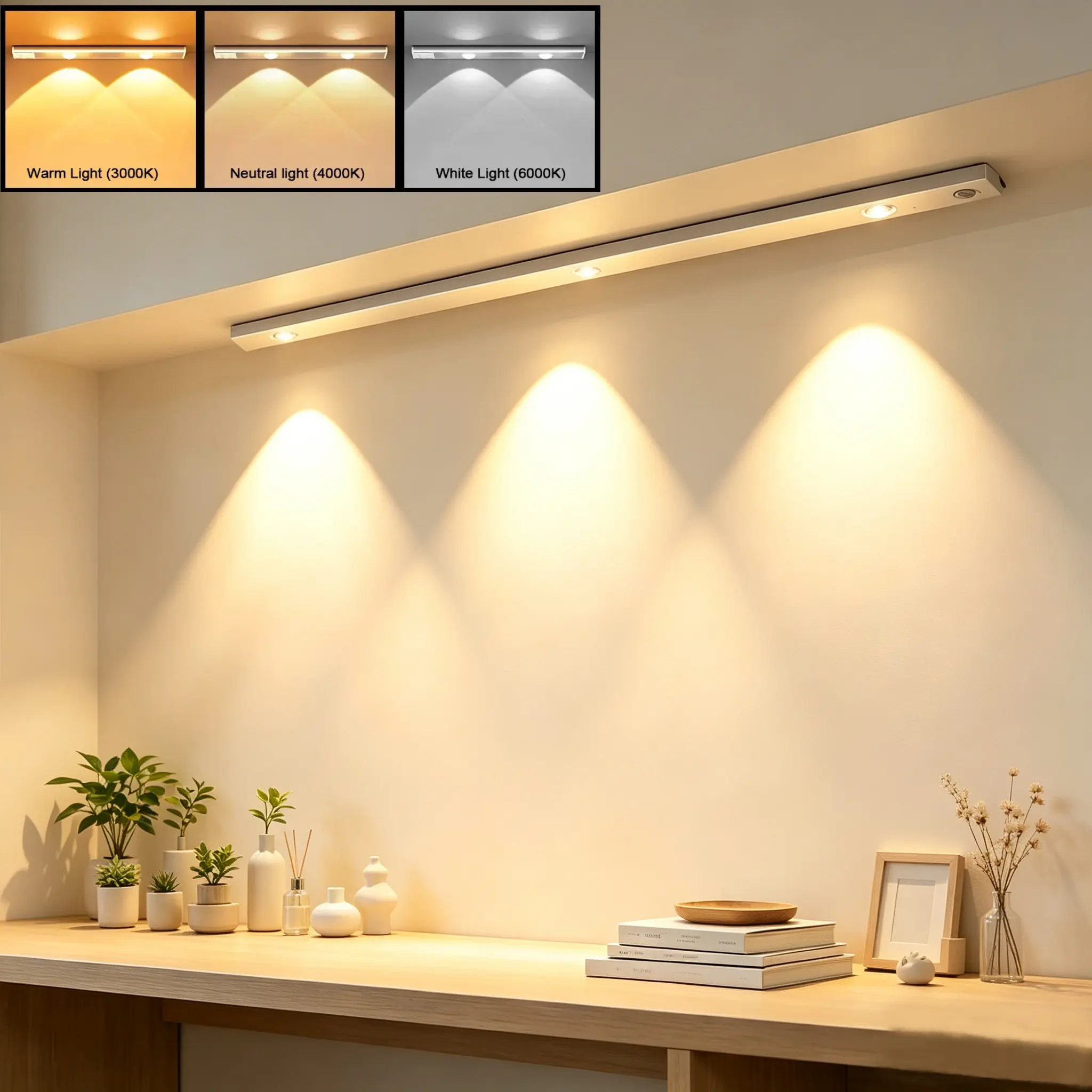 Closet Lights, Motion Sensor Cabinet Light,, 1800mAh USB Rechargeable Under Cabinet Lights, 3 Color Options, Portable LED Strip Lights for Kitchen, Wardrobe, Pantry, Closet, Bathroom, Hallway, Stairs & Garage, Home Decor, Vanlentine's Day Gifts