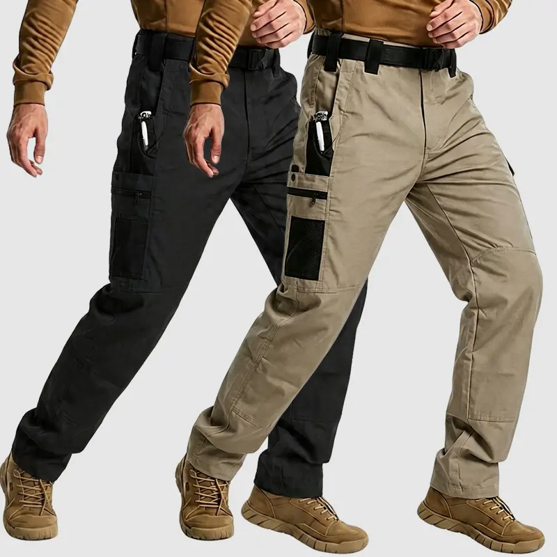 Homug Men’s 2PCS Tactical Cargo Work Pants – Ripstop fabric, water-resistant and breathable, with 9 pockets; utility trousers suitable for construction work, hiking, outdoor camping, and everyday wear.