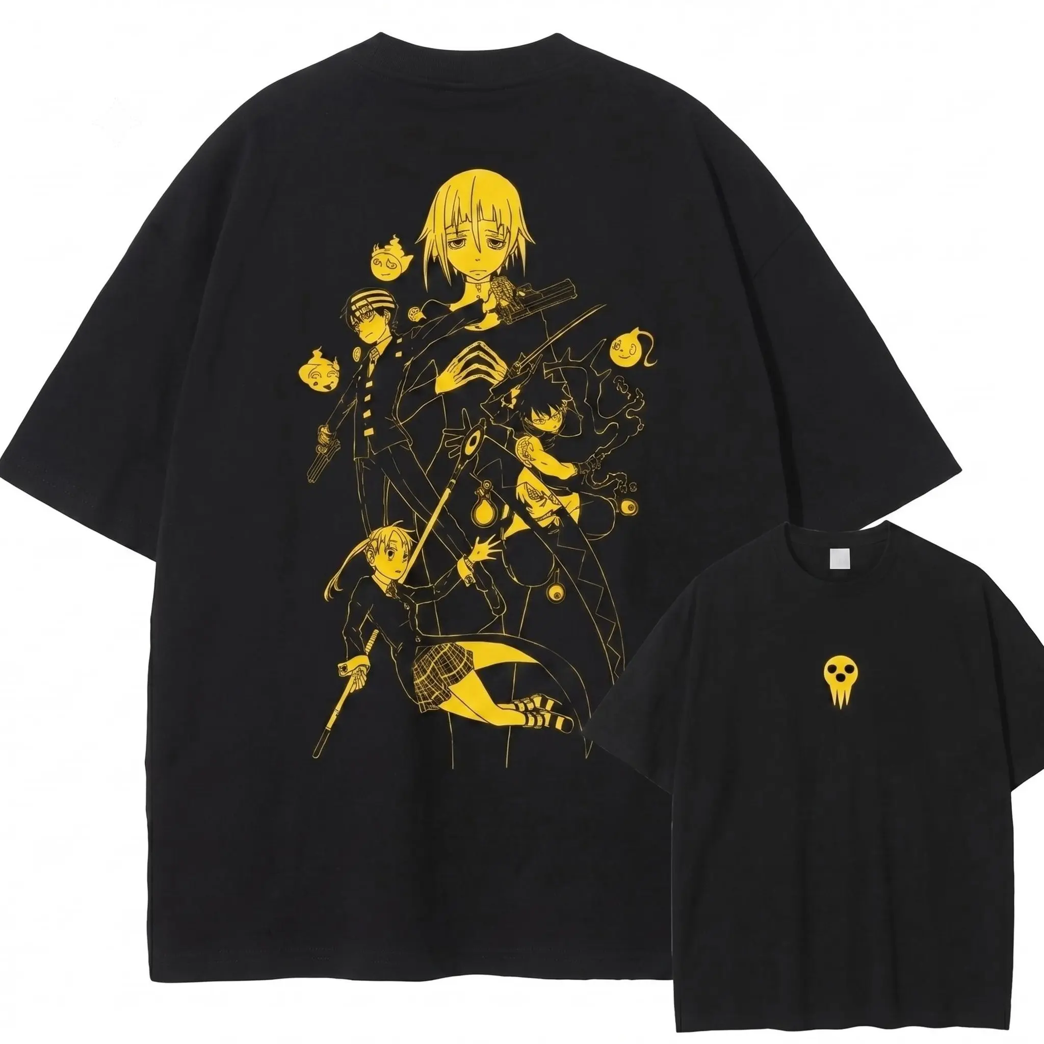Men's Graphic T-Shirt, Vintage Soul Eater Anime Print Short Sleeve Round Neck Tee in Soft Cotton Fabric, Casual Work Wear, S, M, L
