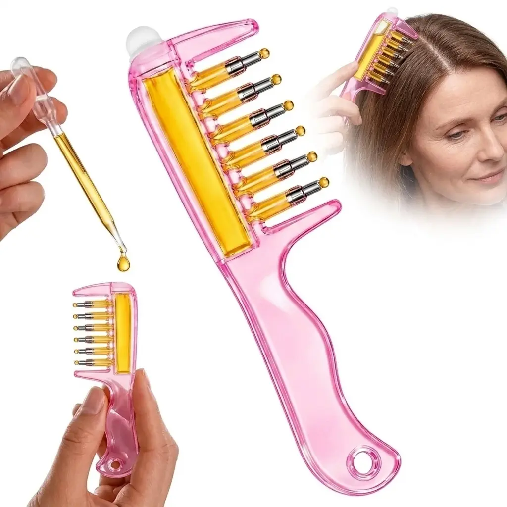 Refillable Scalp Liquid Applicator Comb - Beauty Haircare Tool with Plastic Teeth for Oil Apply, Root Care, Scalp Massager & Targeted Hair Treatment Delivery