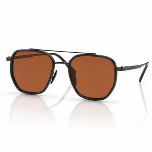 Polarized Aviator Sunglasses for Men, Double Bridge Square Pilot Sunglasses, UV400 Protection Brown Lens Metal Frame Sun Glasses for Driving Fishing