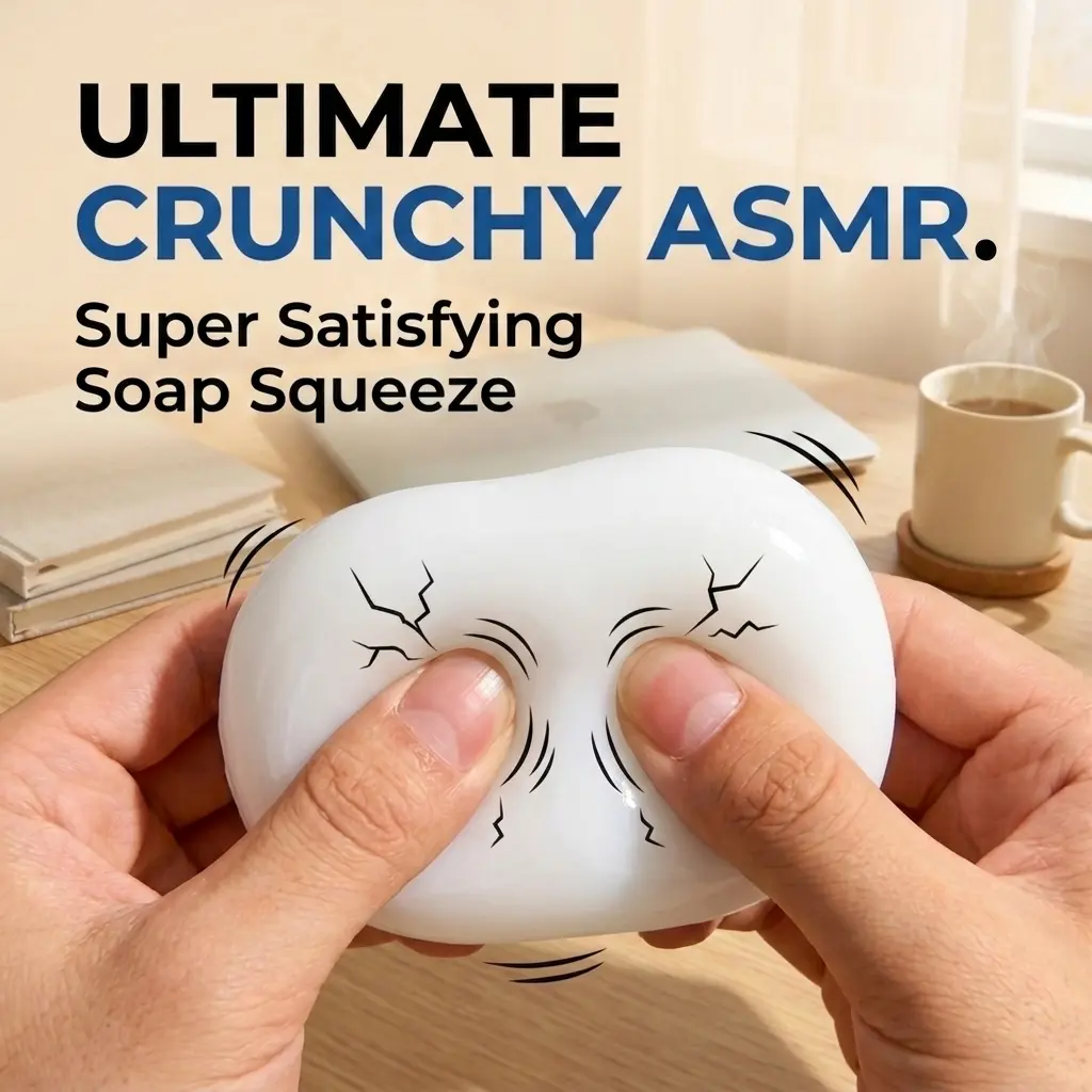 ASMR Crunchy Stress Relief Soap Ball Toys, Sensory Friendly Squeeze Balls Filled with Round Blocks, Squishy Fidget Tools for ADHD/Autism Users (Home & Office Use)
