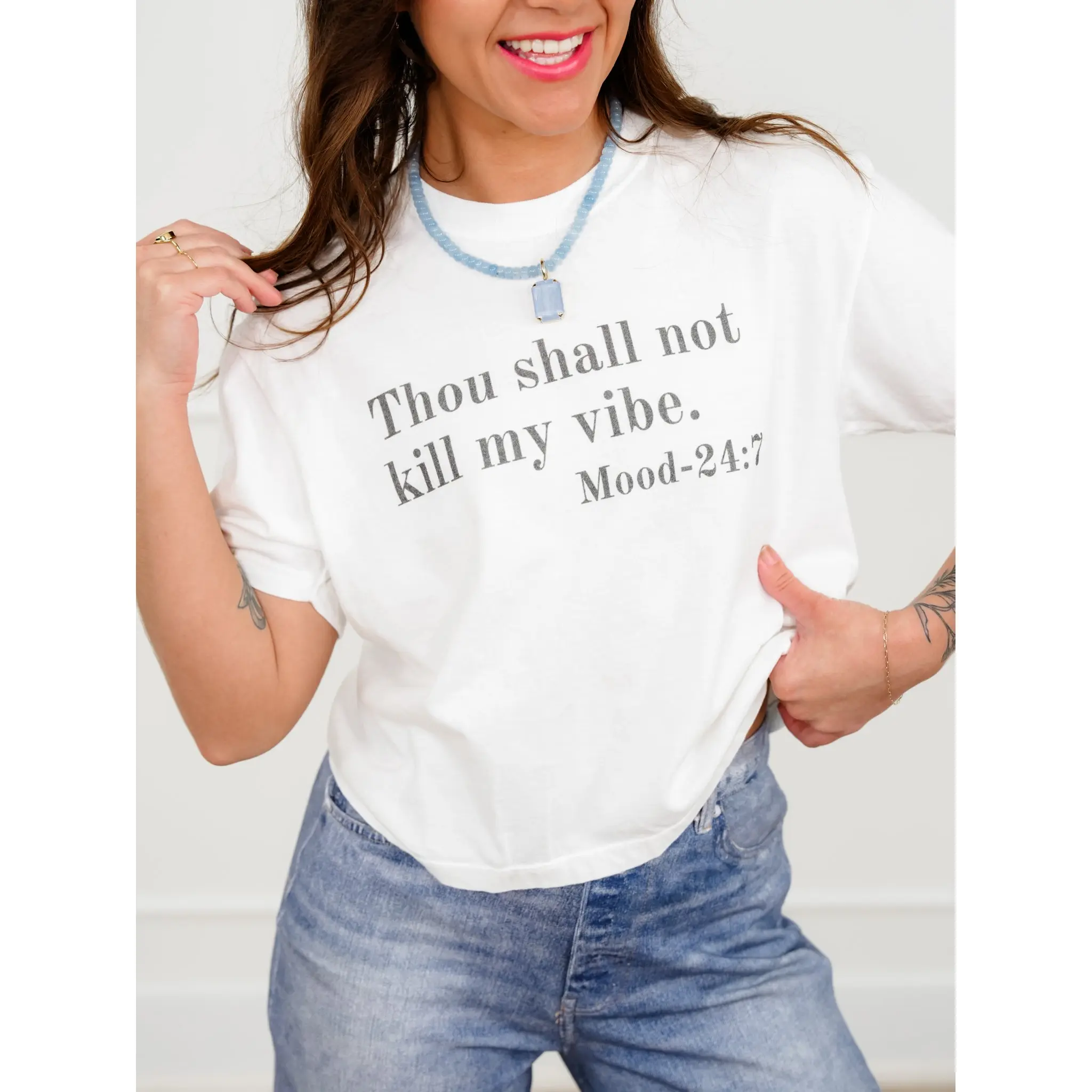 Plus/Reg Short Sleeve "Thou Shall Not Kill My Vibe" Graphic Tee