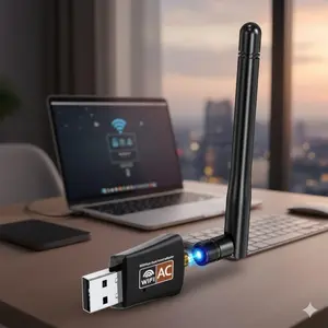 AC600Mbps Dual Band USB WiFi Adapter for Desktop Laptop, 2.4G/5G Wireless Network with External Antenna, Compatible with Windows 11/10/8/7/XP/Vista, Mac OS, Linux