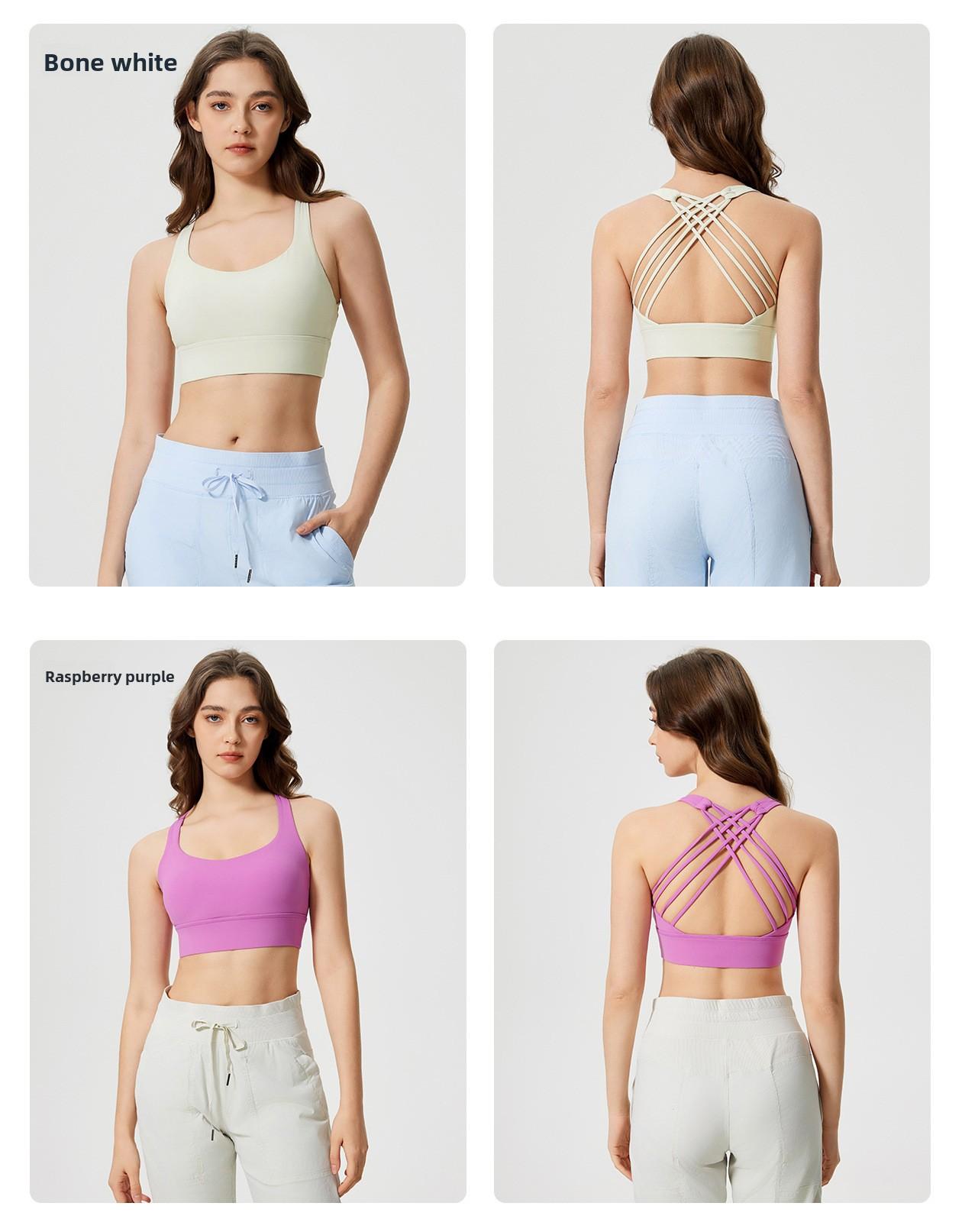 New Women's High-Impact Cross-Back Sports Bra, Shockproof Push-Up Support Fitness Bra