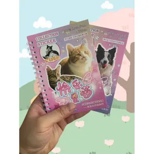 Cute Pets Theme Sticker Book 30 Sheets/Bag with Ring Binding for Scrapbooking DIY Collage Material Background Decoration