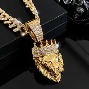 1 Piece Vintage Lion Head Men's Pendant Necklace, Hip Hop Style Accessory