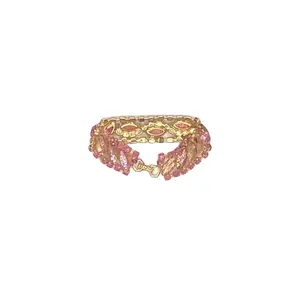 1960S JULIANA Bubble Gum Pink & Gold Gemstone Studded Bracelet