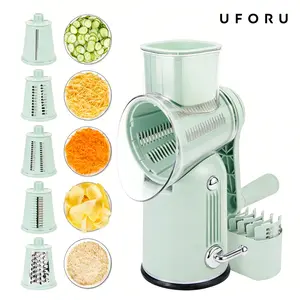 UFORU 5-in-1 Rotary Cheese Grater & Vegetable Chopper with Suction Base,  Safety Handle - for Cheese, Vegetables, Fruits & Shredding Chicken#SummerWins#DFYD