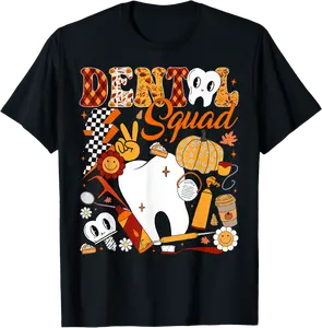 Dental Squad Fall Retro Tooth Dental Life Pumpkin Autumn T-Shirt - Nafeesaami Shop 69B0DFPRRT2L