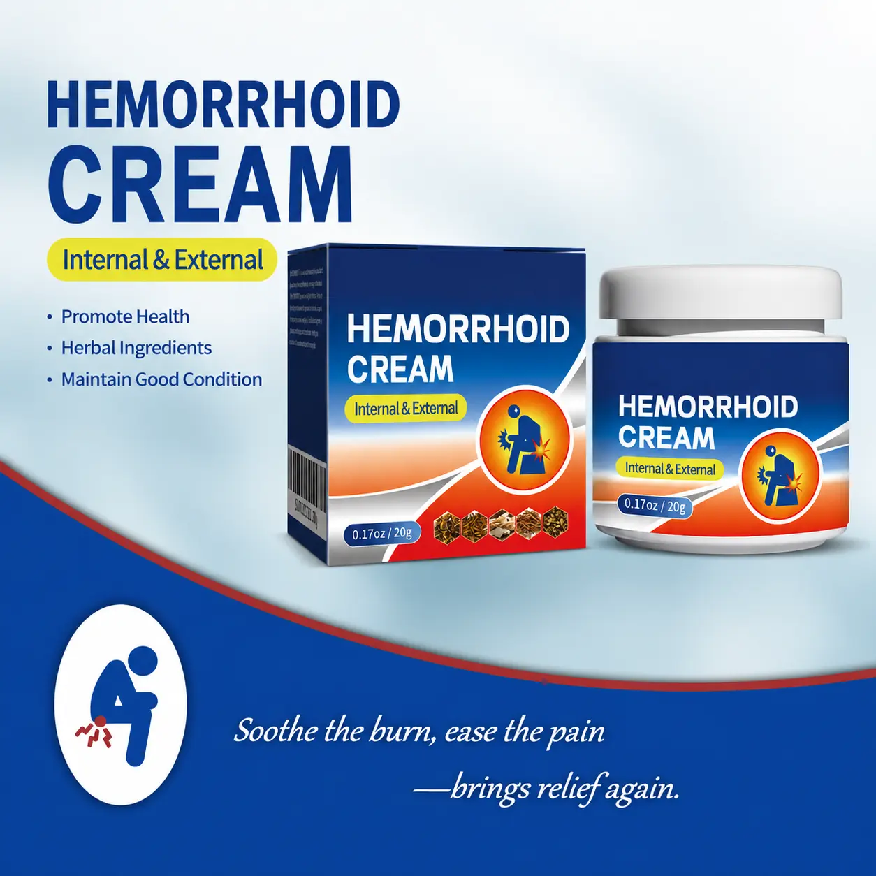 Hemorrhoid Relief Cream, Fast-Acting Hemorrhoid Ointment for Internal & External Hemorrhoids, Helps Relieve Pain, Itching, Burning, Swelling & Discomfort, Gentle Anal Care Formula for Men & Women, Daily Healthcare Treatment for Soothing Comfort