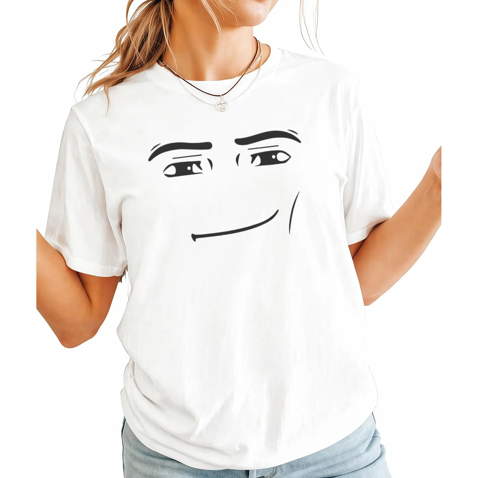 [100% Cotton] Roblox Man Face T-Shirt, Meme Shirt, Funny Shirt, Gift For Gamers , Classic Vintage T-Shirt Collection Adult Unisex T-Shirt Golf Gift T-Shirt For Men And Women Style Prints  T