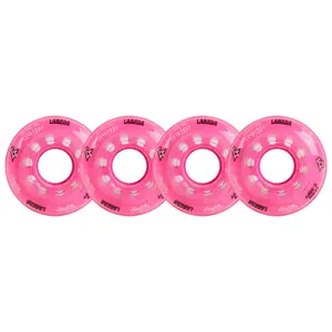 Labeda Whips Roller Hockey Wheels - Pink X-Soft 59mm - 4-Pack with Evo Spacers