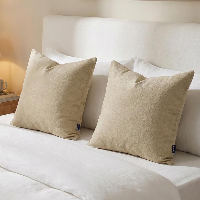 Ellalora Pack Of 2 Modern Farmhouse Soft Chenille Throw Pillow Covers Textured Decorative Cushion Cases for Couch Sofa Living Room Skin Friendly Square Pillowcases with Invisible Zipper 18x18 No Insert