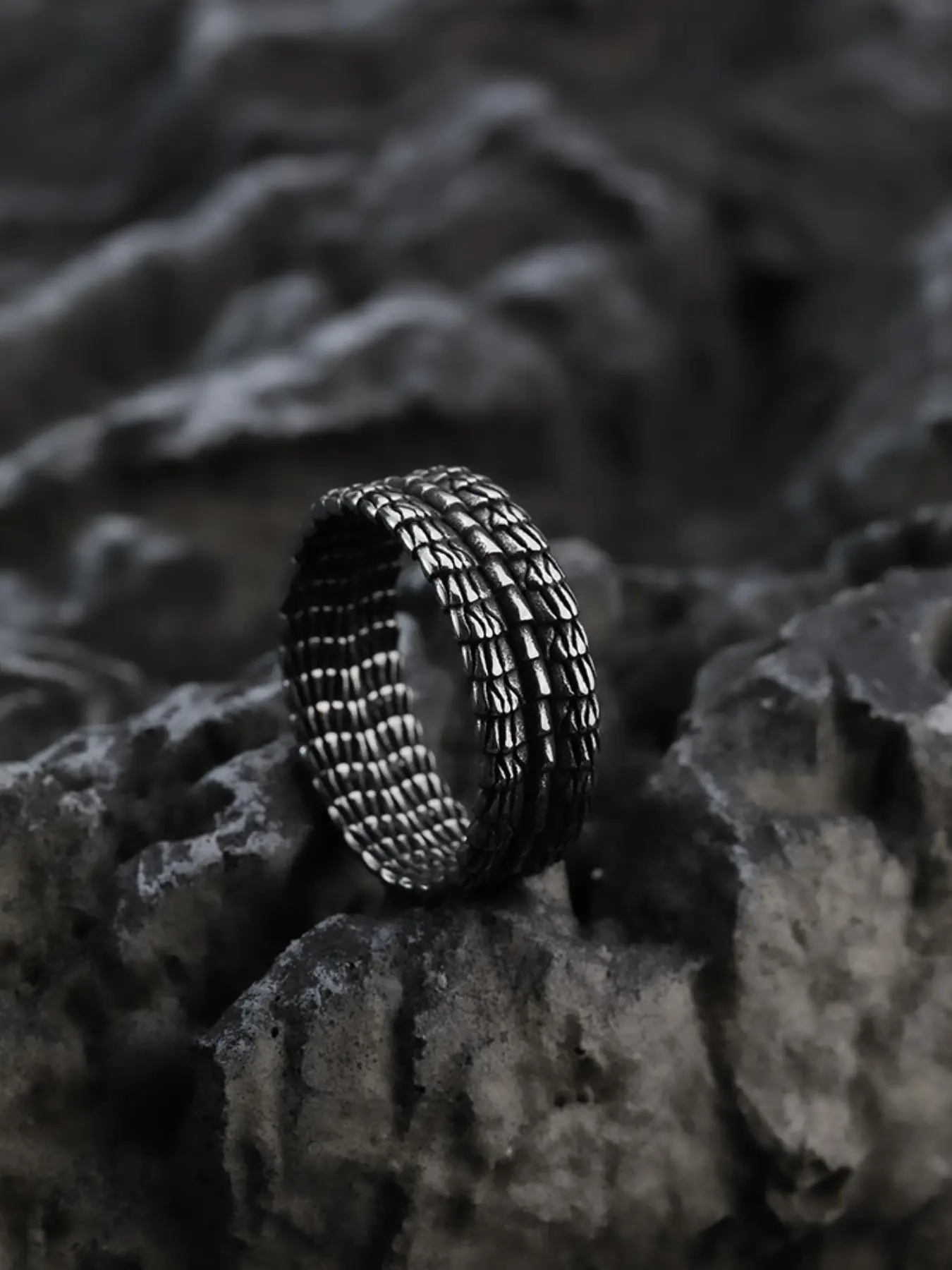 Vintage Stainless Steel Ring, Personality Dragon Scale Finger Ring for Party, Daily Clothing Decor, Trendy All-match & Exquisite Jewelry for Birthday Gift, Vintage Rings, Fashion Rings, Beautiful Rings, Geometric Rings, Fashionable Jewelry