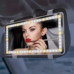 Portable LED Makeup Mirror, Car Sun Visor & Seat Back Mirror with 3-level Light Adjustment, Quick & Convenient Makeup Mirror for Car,Car Essentials