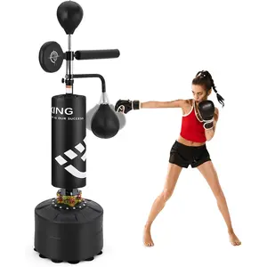 Jojoka Punching Bag with Stand 5 in 1 Adjustable Height for Adult, Heavy Boxing Bag with 360° Relax Bar, Hitting Target, 2 Speed Bags