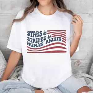Stars and Stripes and Human Rights Shirt, Subtle Anti Trump Shirt, Political Merch, Pro immigration Shirt, social Justice