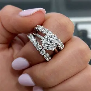 6mm Round Zirconia 6-Prong Ring Set - Luxe Stackable Index Finger Rings For Women, Elegant Trio Jewelry Set