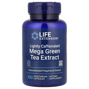 Life Extension Mega Green Tea Extract, Lightly Caffeinated, 100 Vegetarian Capsules (725 mg per Capsule)