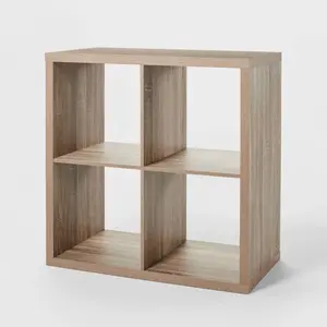 13" 4 Cube Organizer Weathered Gray - Brightroom: Decorative Bookshelf Cubby Storage MDF Particle Board 13" System Compatible