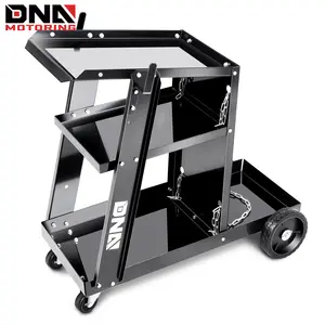 Heavy-duty 3 Layers Larger Storage 360° Swivel Wheels and Storage Safety Chains Welding Cart, Black