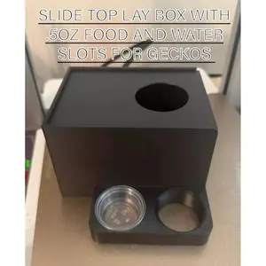Slide Top Lay Box with 0.5OZ Food and Water Station for Geckos