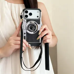 Emily in Paris 3D Retro Camera Case For iPhone 17 Pro Max 16 15 14 13 Pro Max Plus Lanyard Camera Shockproof Cover 17Pro
