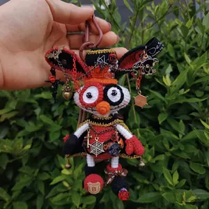 Personalized Crochet Doll Key Chain Handmade Crochet bunny Halloween Pinkoween Decorations Gift