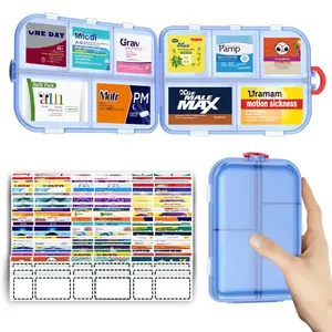 Pill Organizer, Large Travel Pill Organizer with Labels, Medicine Pill Organizer, Travel Essentials Pill Case