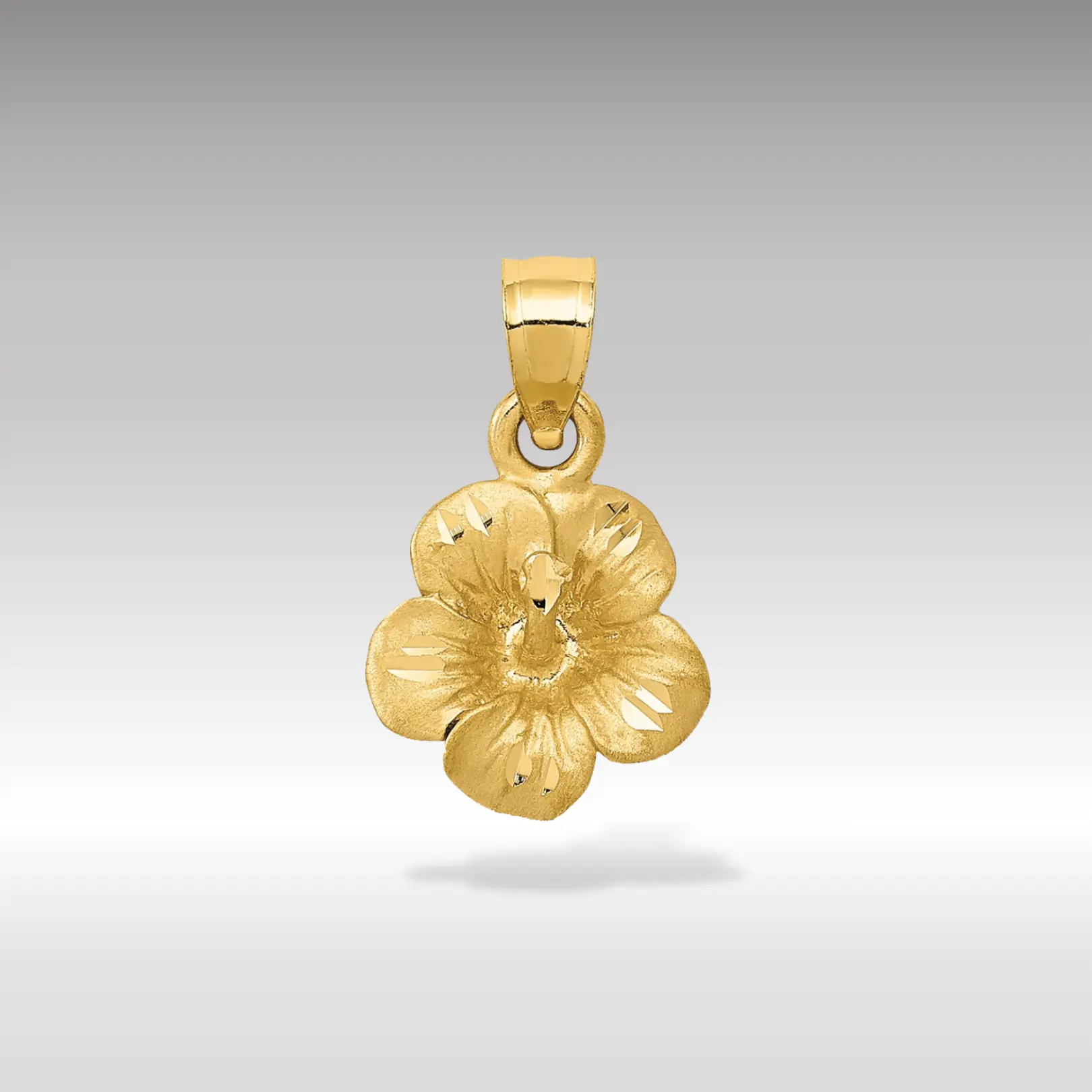 14K Gold Satin Finish Hibiscus Flower Pendant - Model K5973