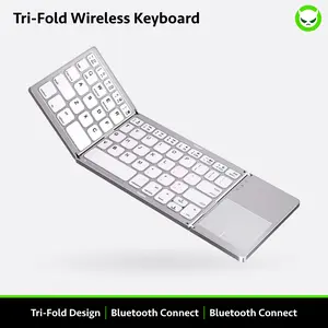 【B033 Bluetooth Foldable Keyboard】Ultra Light Compact Triple Folding with Touch Bar Ergonomic Multi-system Compatible All Anbernic Game Console / PC / Laptop / IPad / Cellphone ( Windows / iOS / Android / Mac )