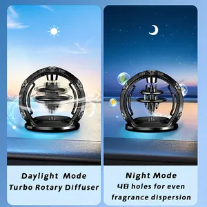 Car Air Freshener. Rotating Car Aromatherapy Essential Oil Diffuser Solar Floating City Castle, Decorative Accessories Diffuser Suitable for Car Office Home New Car Air Freshener