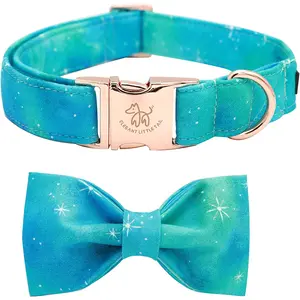 Elegant Little Tail Colorful Dog Collar, Comfortable Dog Collar with Bow Adjustable Soft Bow Tie Dog Collars for Large Dogs Elegant little tail