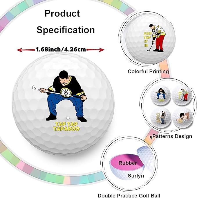 4 Pcs Funny Golf Balls for Men Adult Humor, Novelty Golf Practice Balls, Unique Golfer Gag Gift Set for Dad Husband Boyfriend, Funny Golf Gifts for Coworkers Golf Lovers