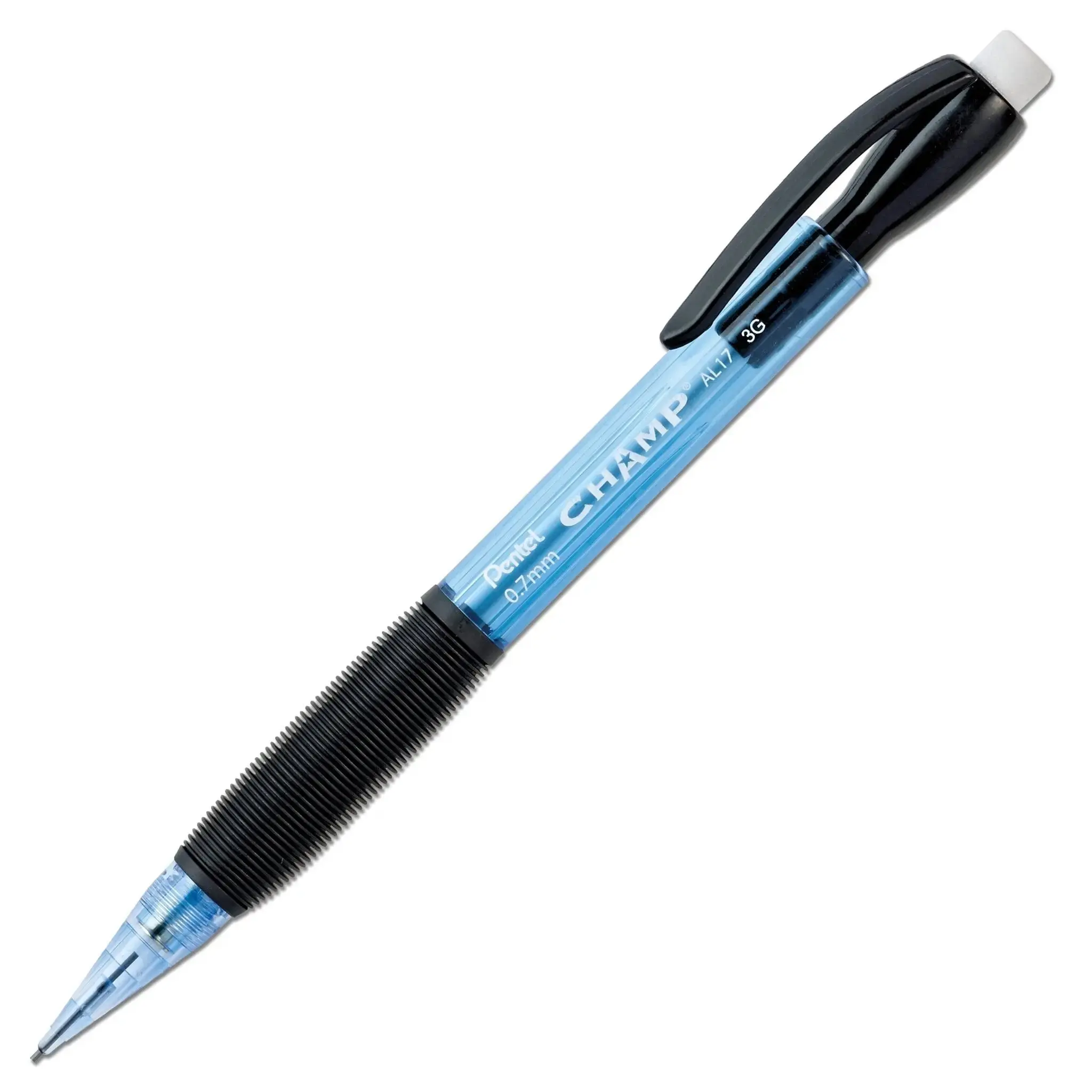 Champ 0.7mm Refillable Mechanical Pencil - HB Lead, Consistent Lines, Soft Grip, Retractable Design, Large Eraser, Pocket Clip, Vibrant Barrel Colors for Office Stationery Use